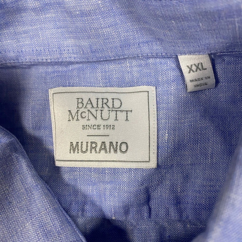 Baird McNutt Murano Button Down Shirt Mens XXL‎ Blue Irish Linen Short Sleeve - Picture 3 of 6